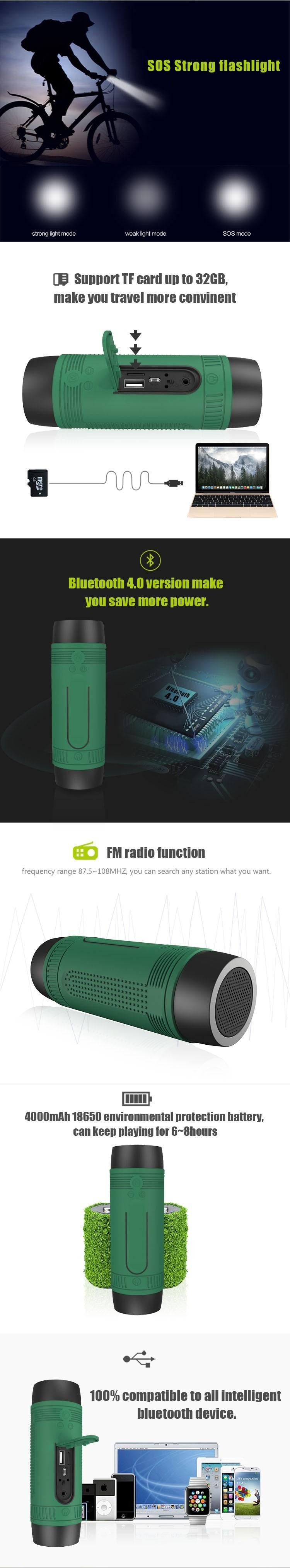 Bluetooth Outdoor Bicycle Portable Speaker with LED light