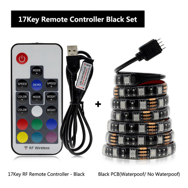 5V USB LED Strip 5050 RGB TV Background Lighting 60LEDs/m With Music Controller 50cm 1m 2m Set.