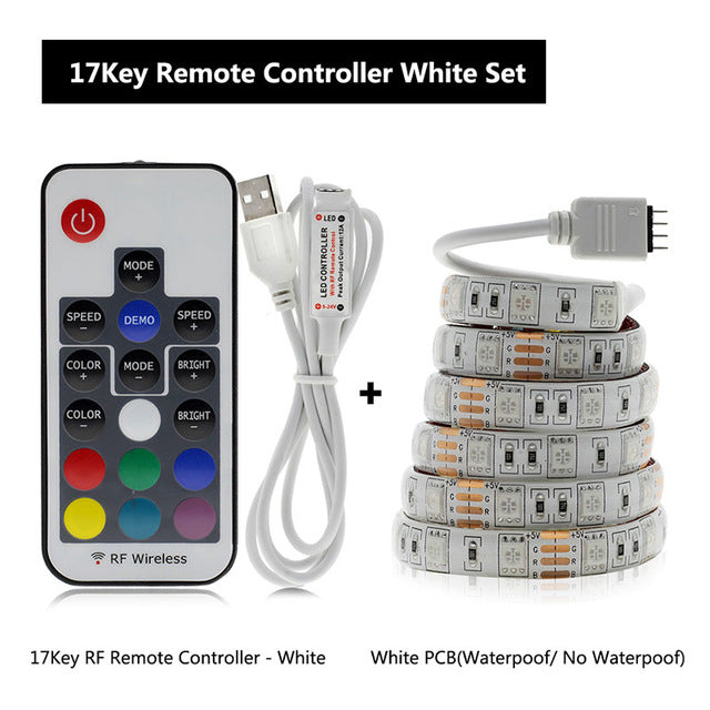 5V USB LED Strip 5050 RGB TV Background Lighting 60LEDs/m With Music Controller 50cm 1m 2m Set.