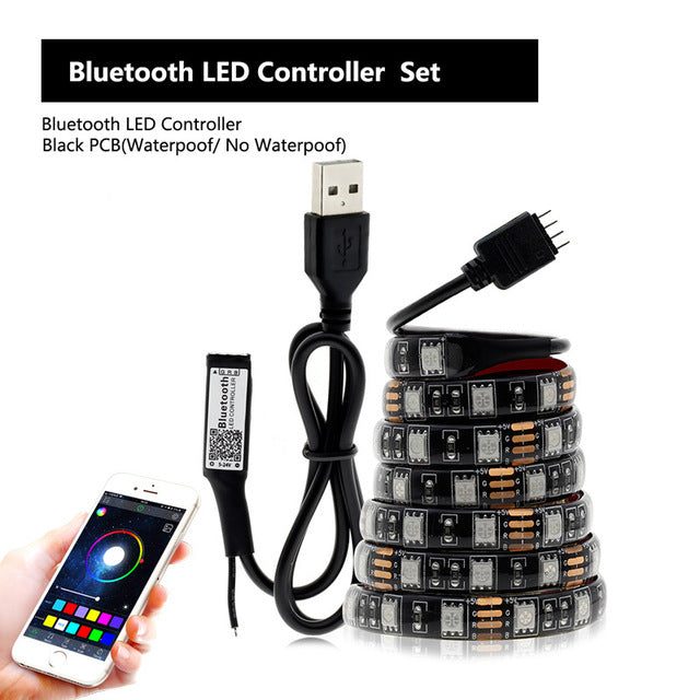 5V USB LED Strip 5050 RGB TV Background Lighting 60LEDs/m With Music Controller 50cm 1m 2m Set.