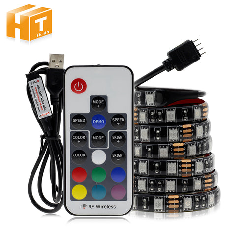 5V USB LED Strip 5050 RGB TV Background Lighting 60LEDs/m With Music Controller 50cm 1m 2m Set.
